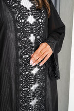 R217 Black Classic Dantil Abaya Set