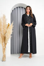 R218 Black elegant  Laser  Dantil Abaya Set