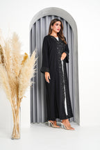 R218 Black elegant  Laser  Dantil Abaya Set
