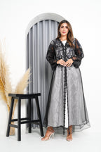 R220 Black elegant  Designer Abaya Set