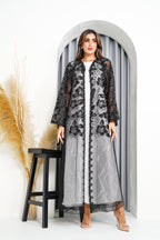 R221 Black wedding and party Designer Abaya Set
