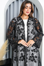 R221 Black wedding and party Designer Abaya Set