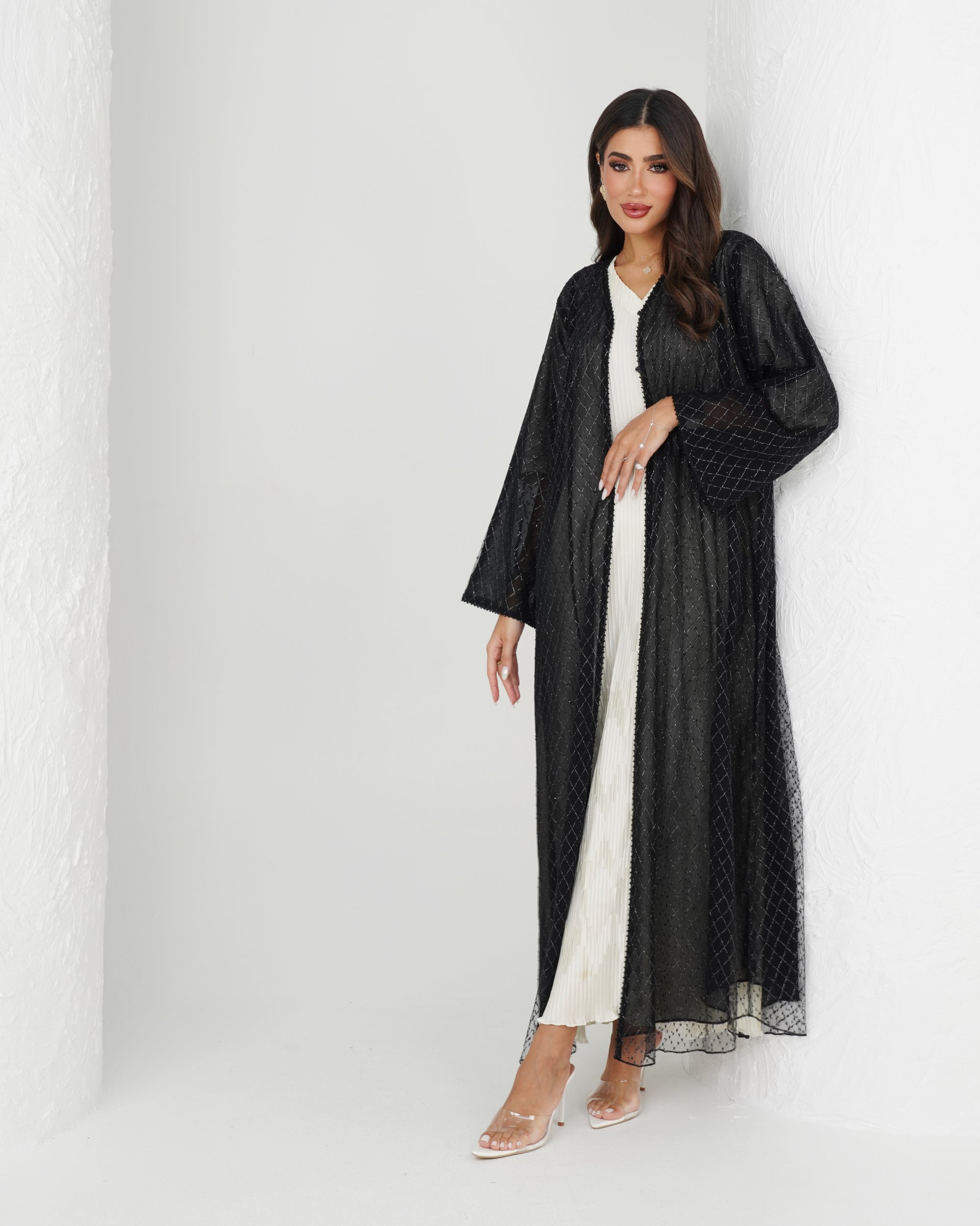 R131 Black Glaring Abaya Set