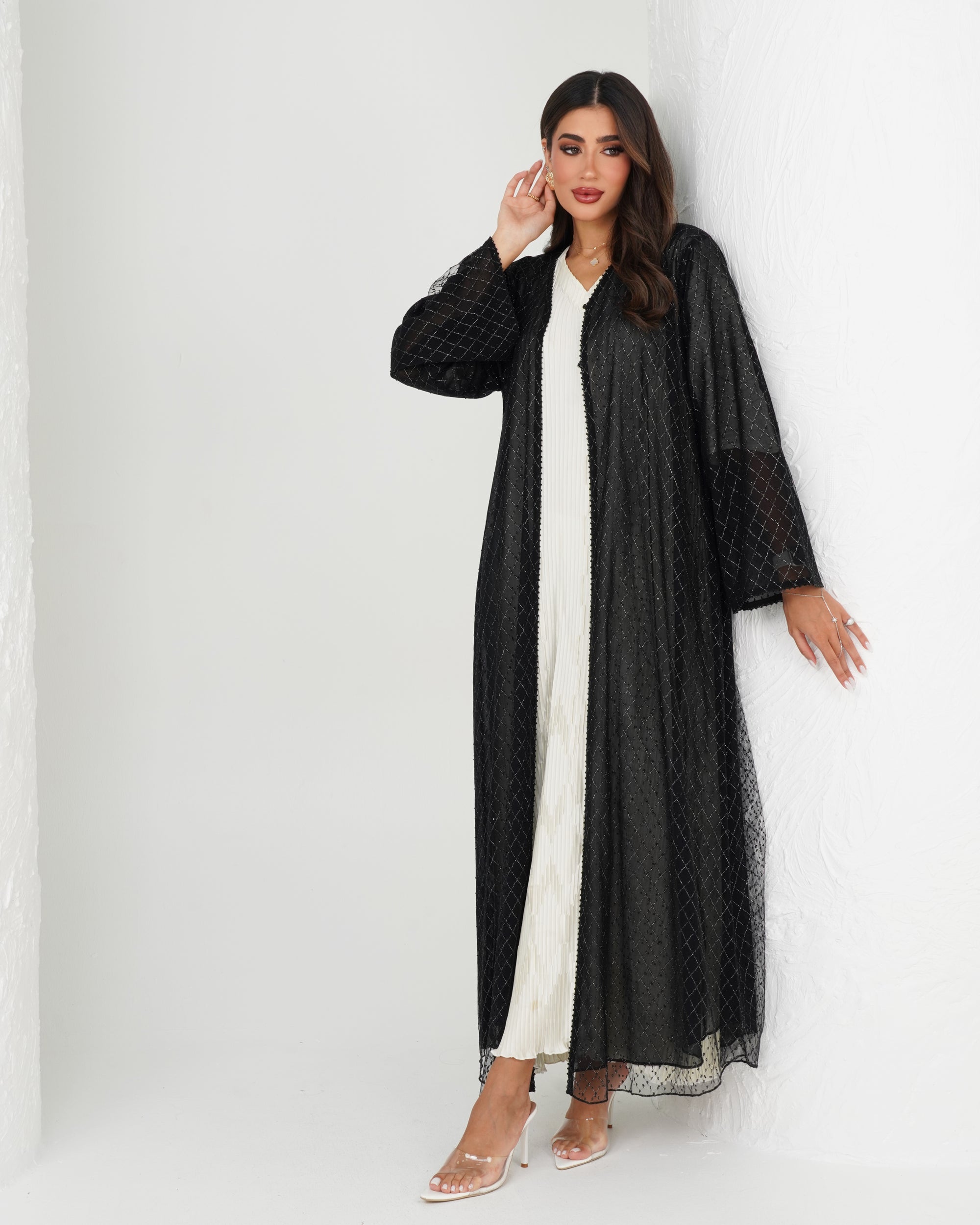 R131 Black Glaring Abaya Set