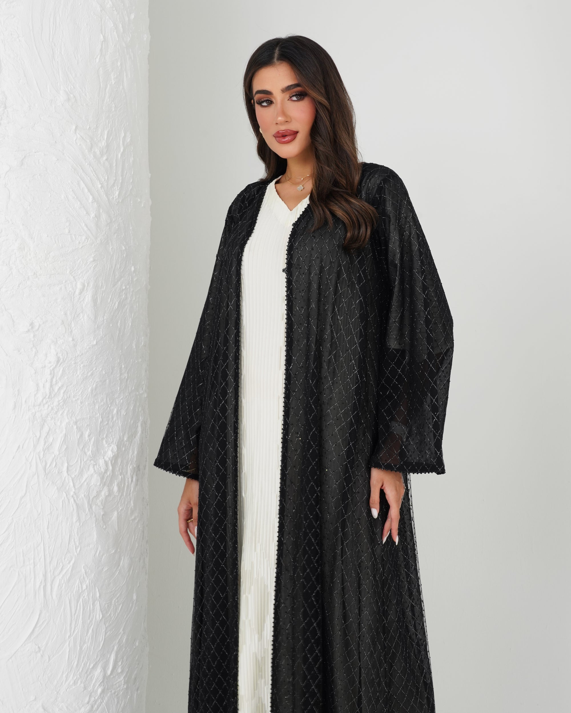 R131 Black Glaring Abaya Set