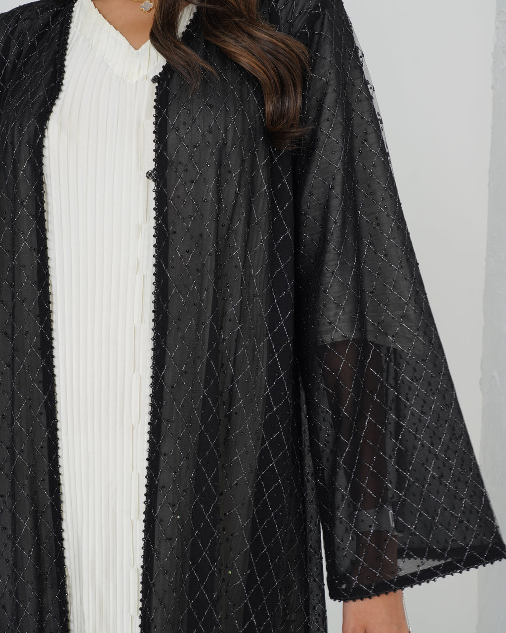 R131 Black Glaring Abaya Set