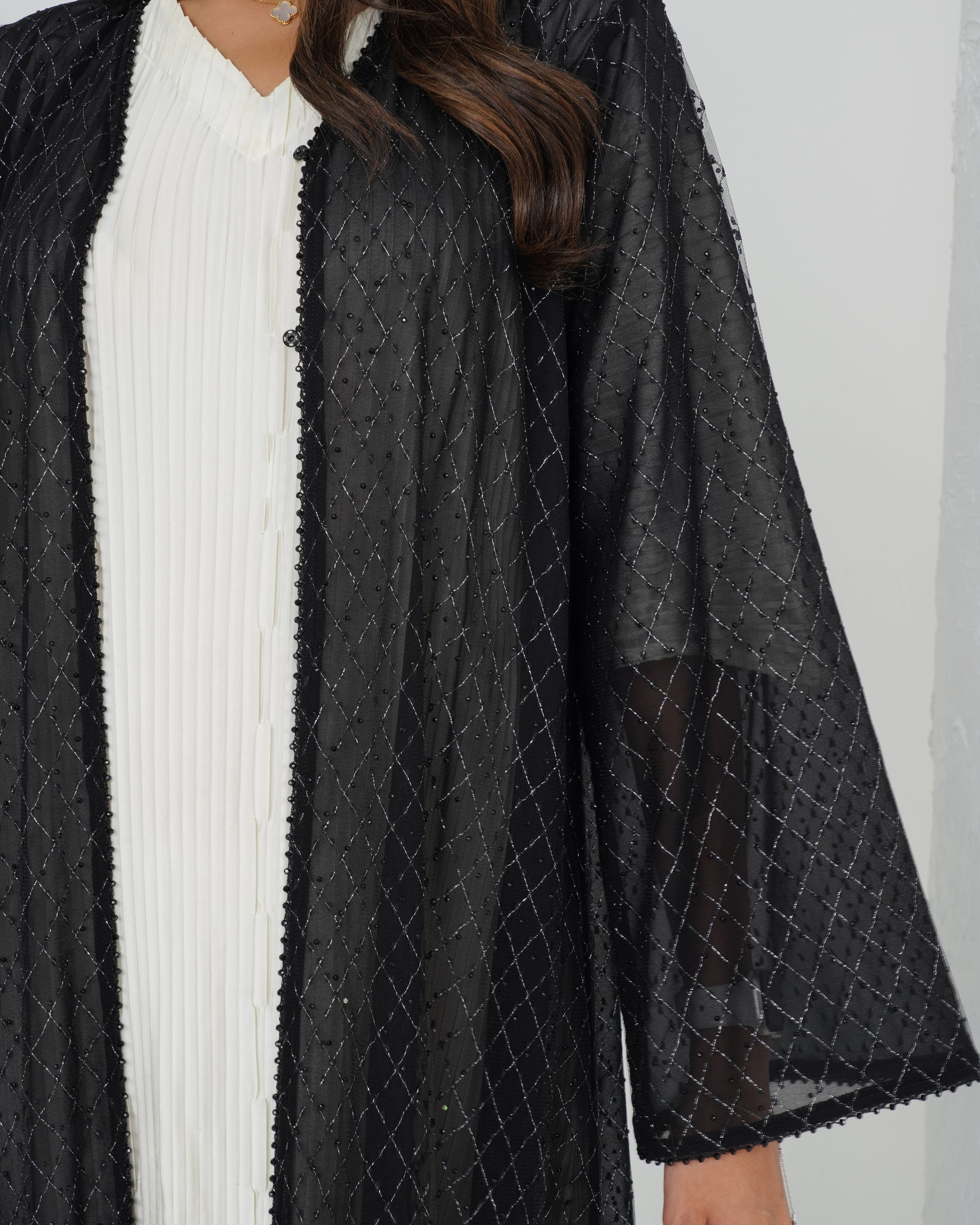 R131 Black Glaring Abaya Set