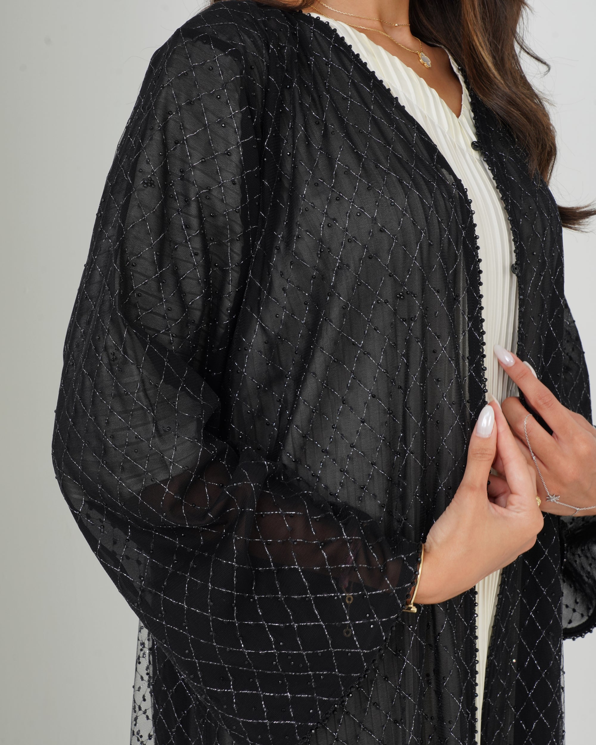 R131 Black Glaring Abaya Set