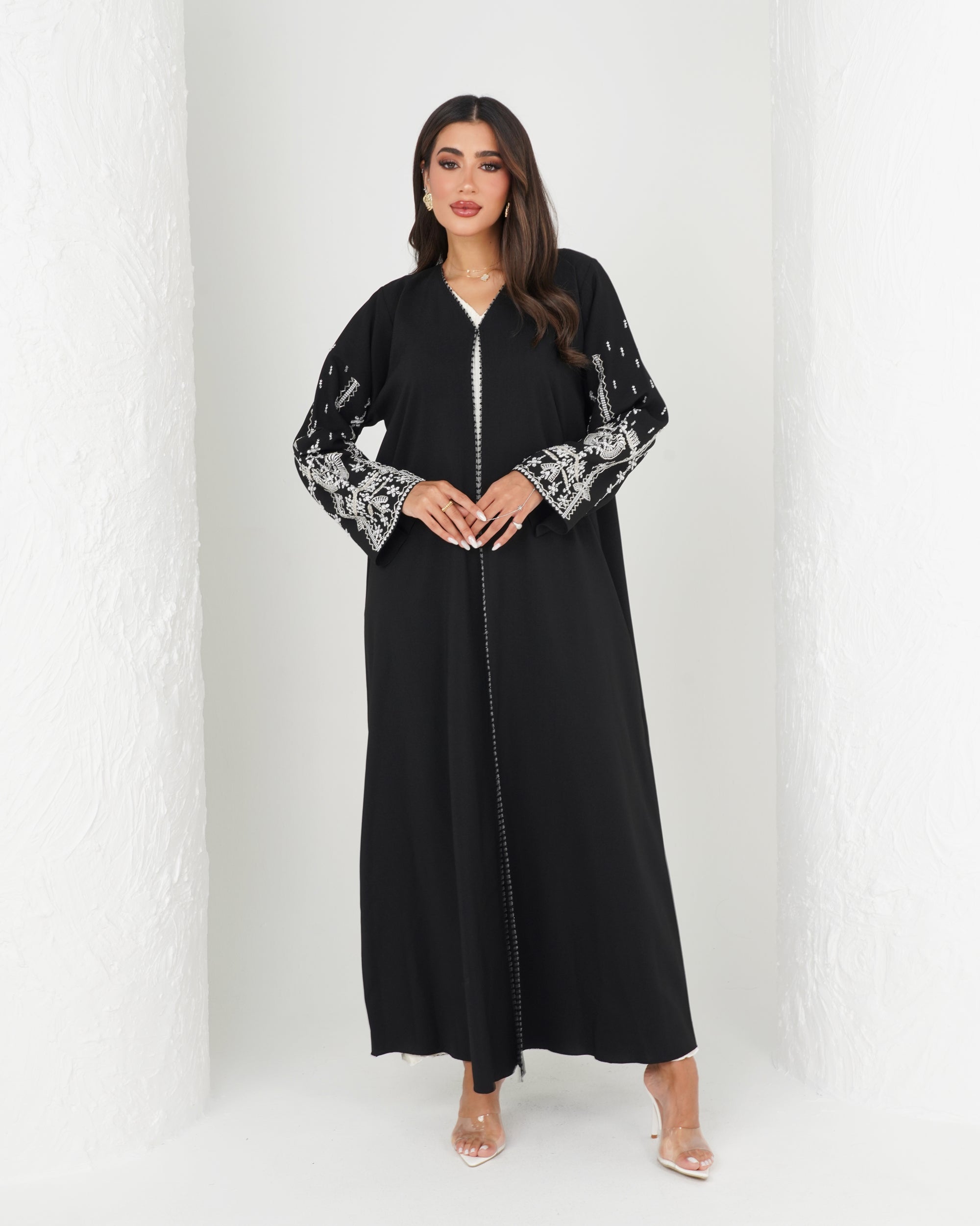 R136 Casual wear Black   Abaya Set