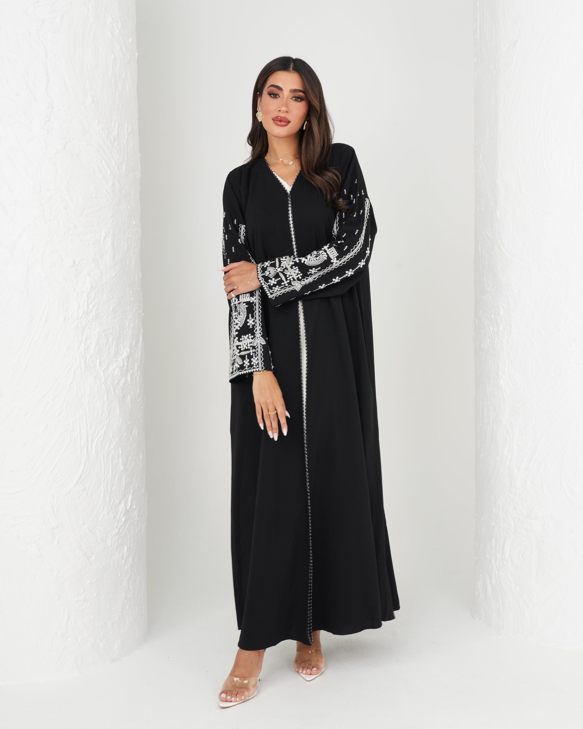 R136 Casual wear Black   Abaya Set