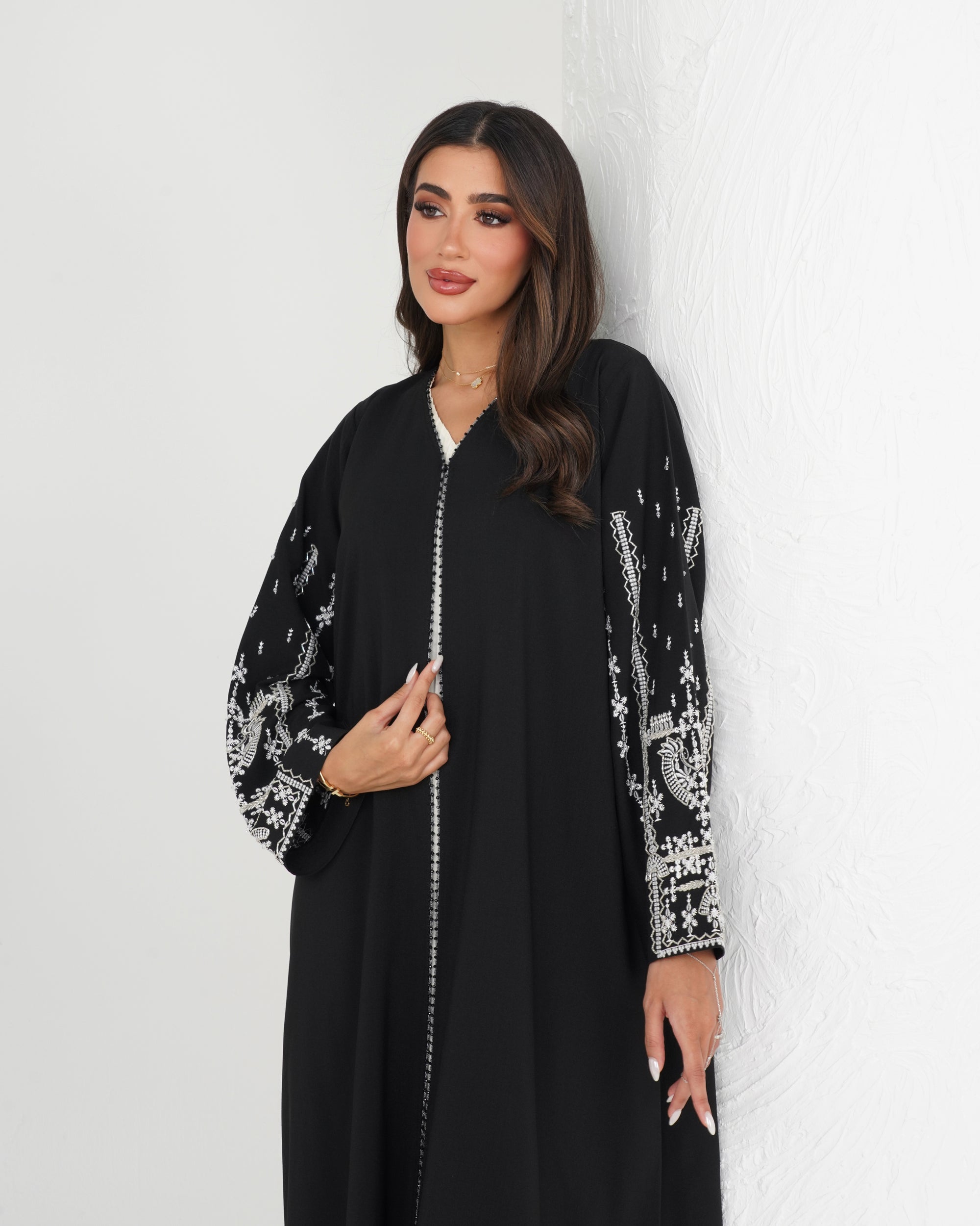R136 Casual wear Black   Abaya Set