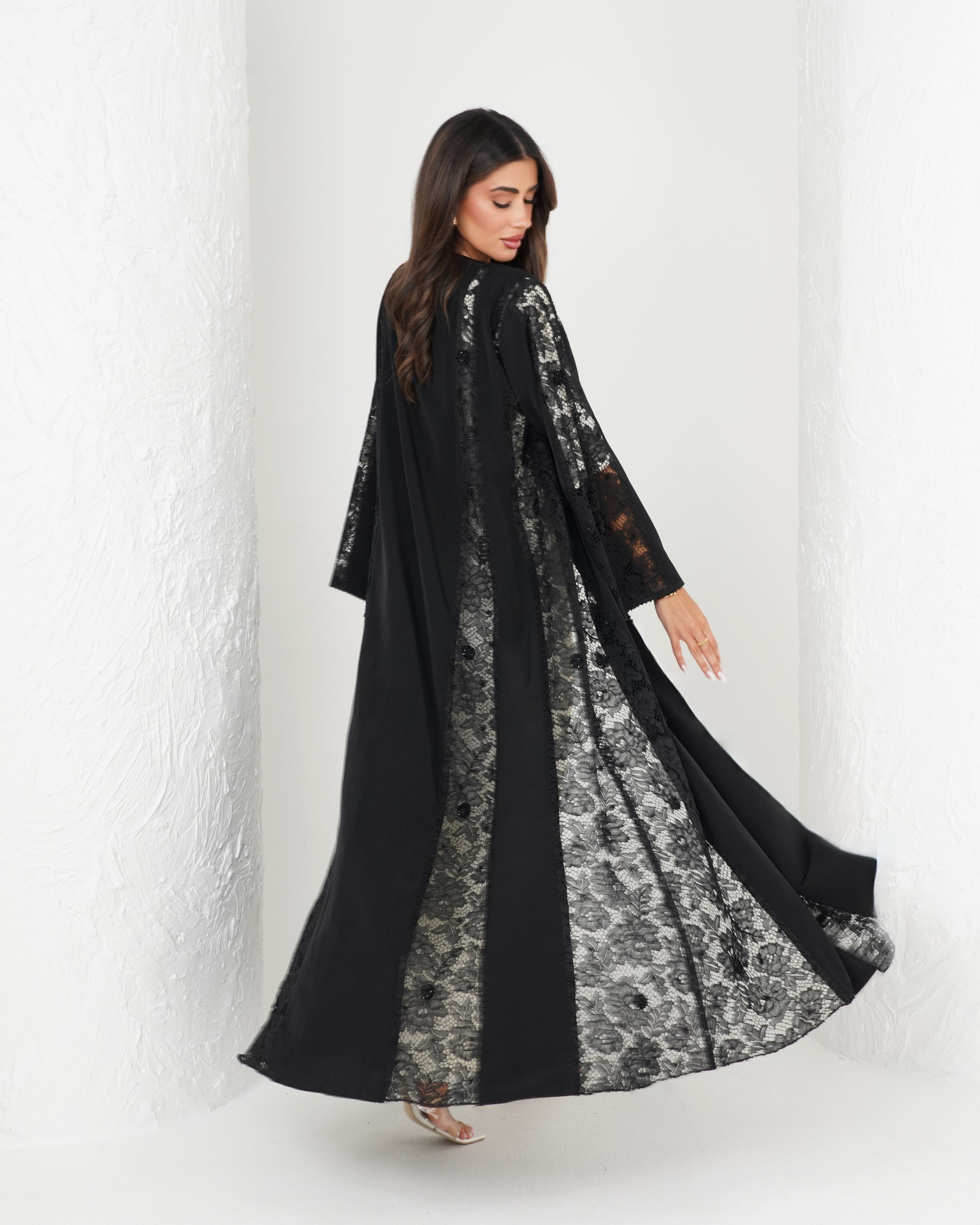 R137  Dantel  Black  Abaya Set