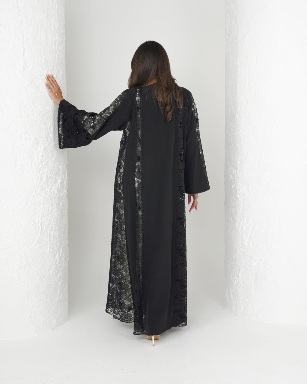 R137  Dantel  Black  Abaya Set