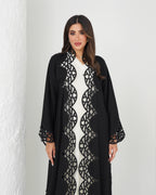 R141 Black Dantel Abaya Set