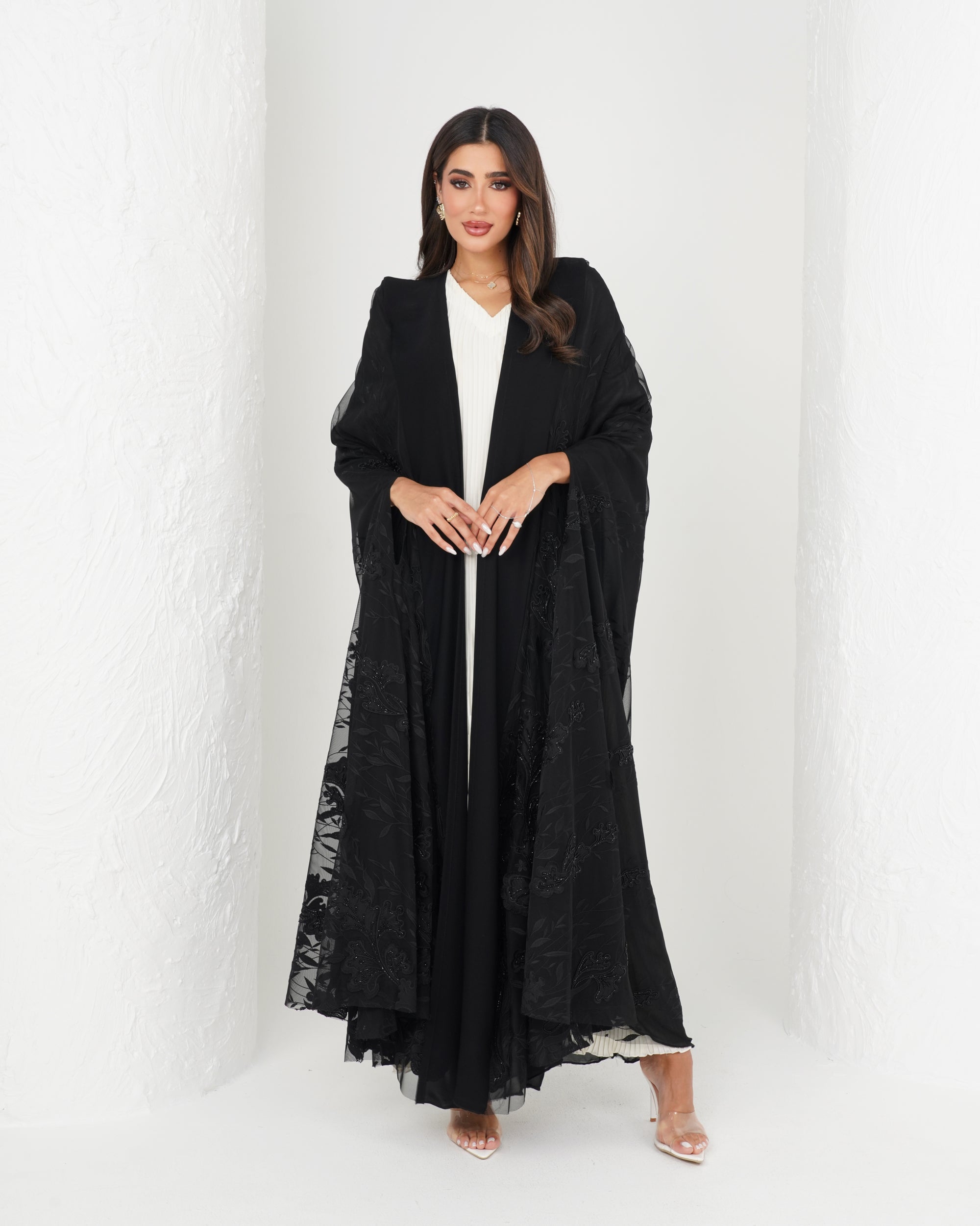 R160  Black wedding and party Collection Abaya Set