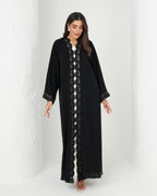 R156 Black Dantel Abaya Set