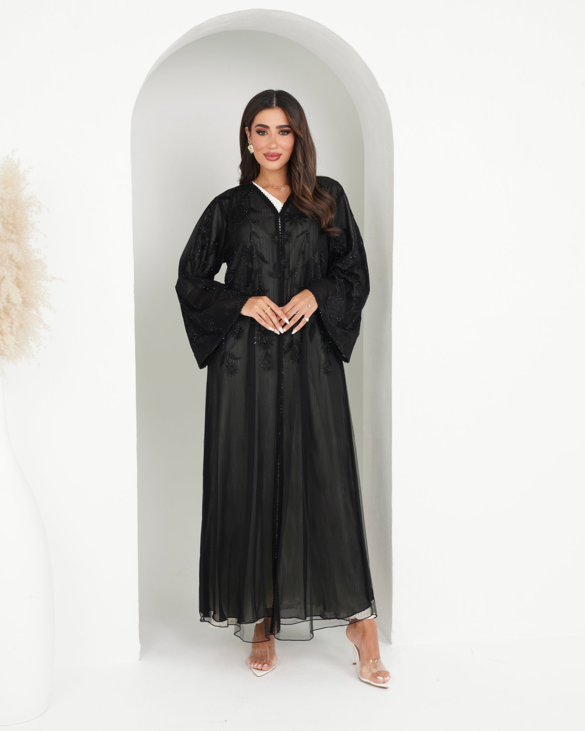 R148 Black Elegant  Summer collection Abaya Set