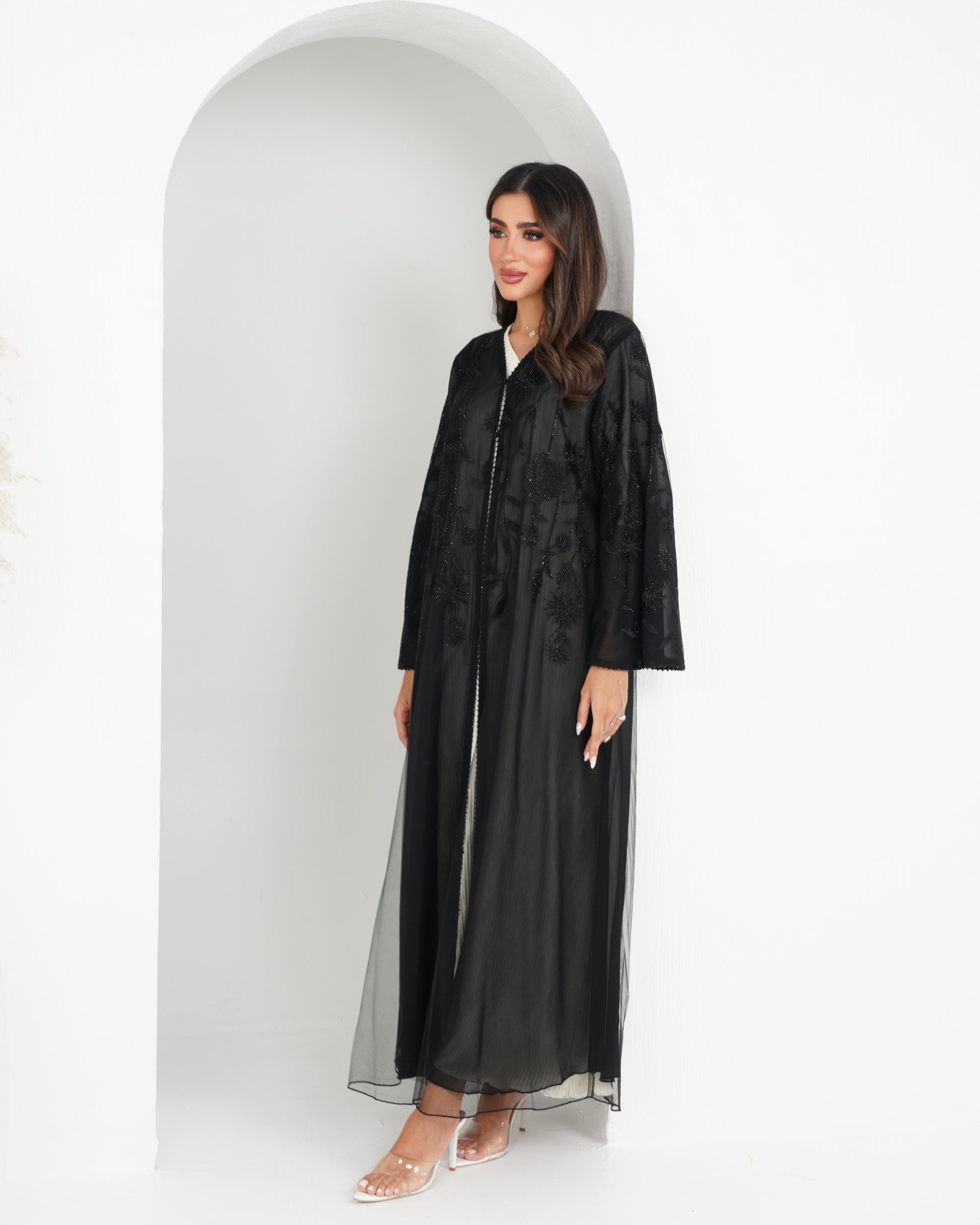 R148 Black Elegant  Summer collection Abaya Set