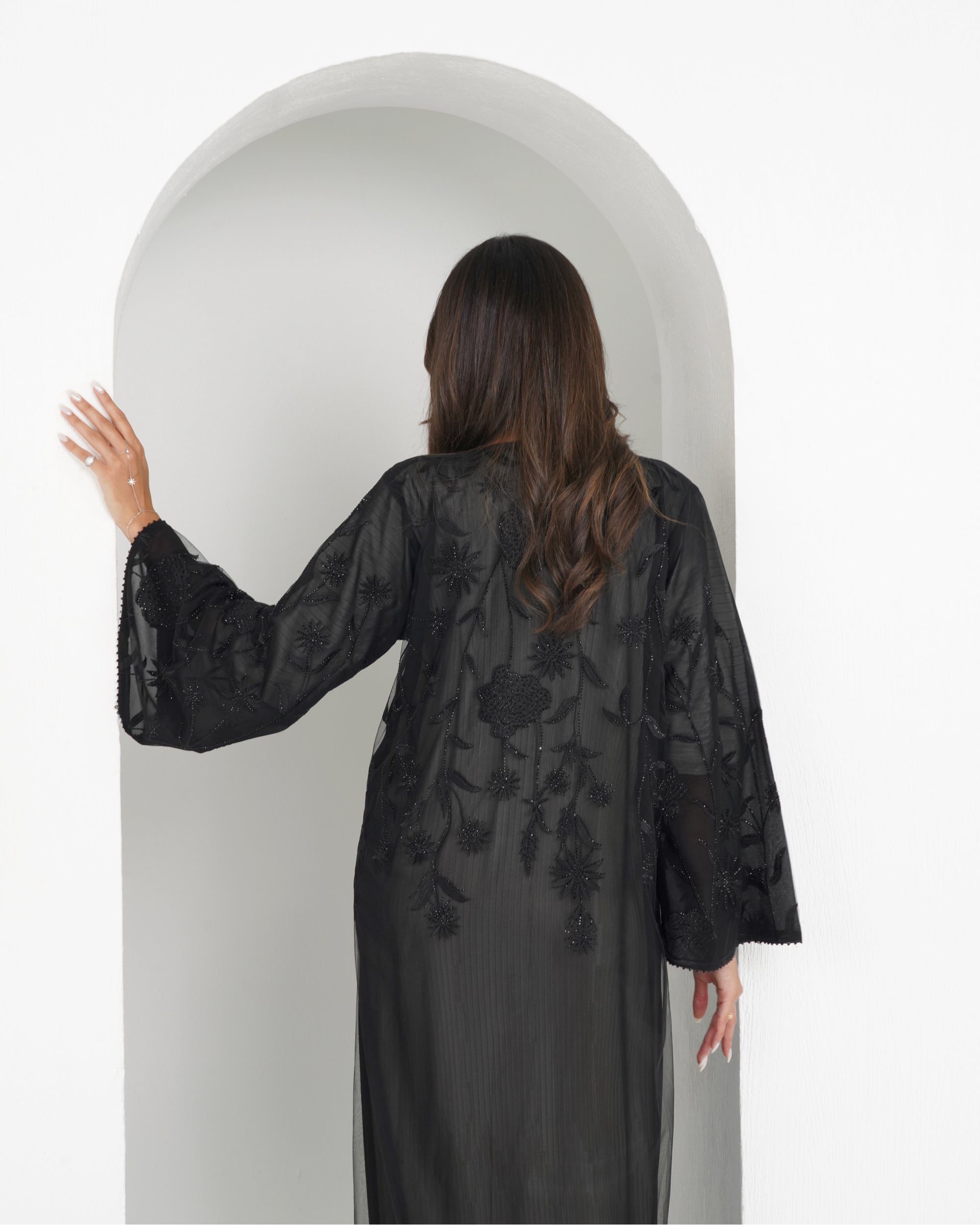R148 Black Elegant  Summer collection Abaya Set