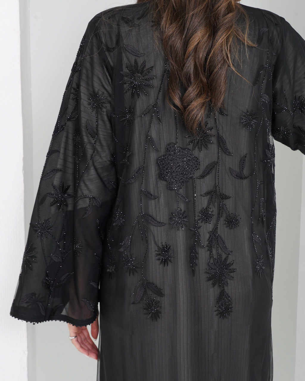 R148 Black Elegant  Summer collection Abaya Set