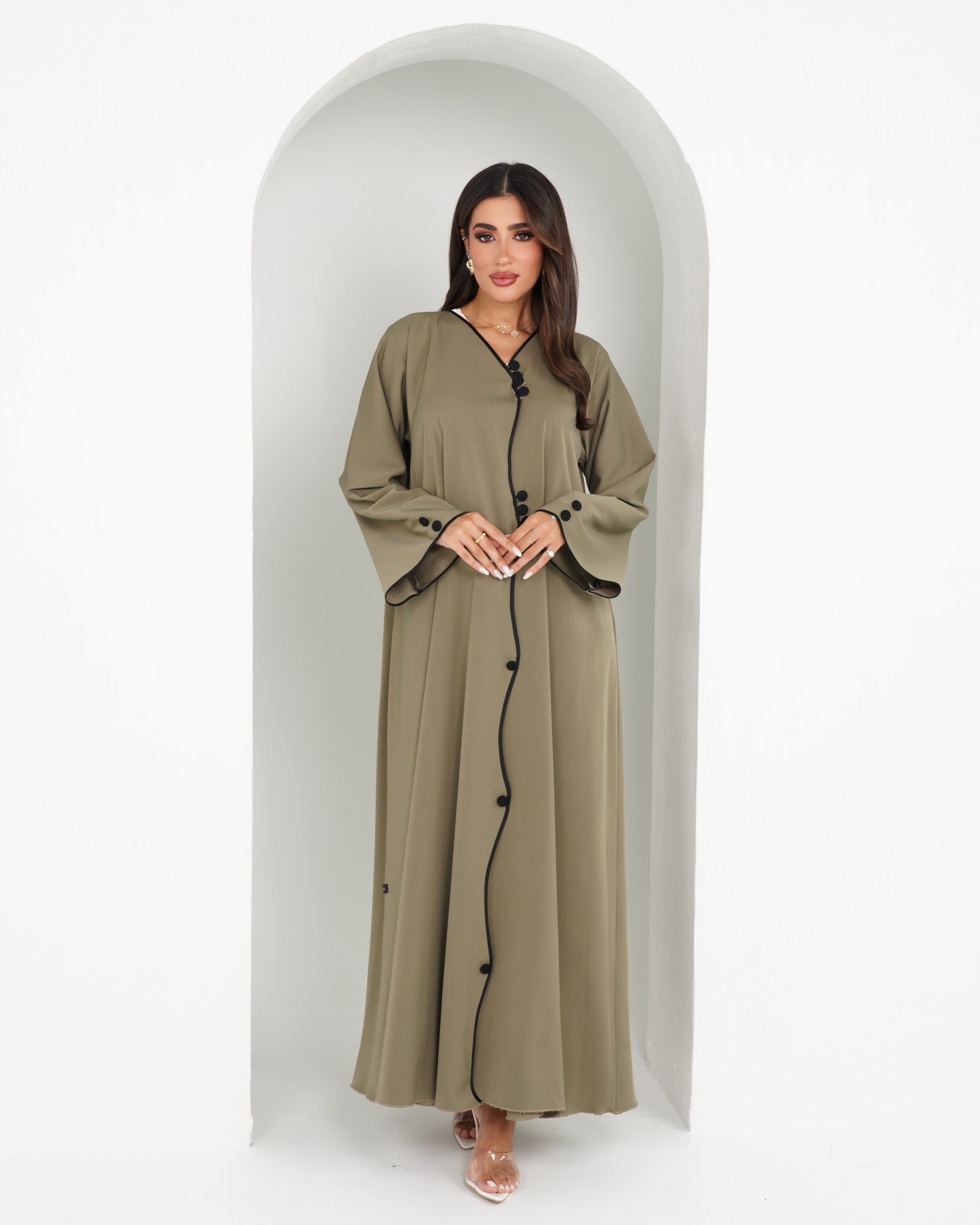R157  Travel wear Olive  Abaya Set