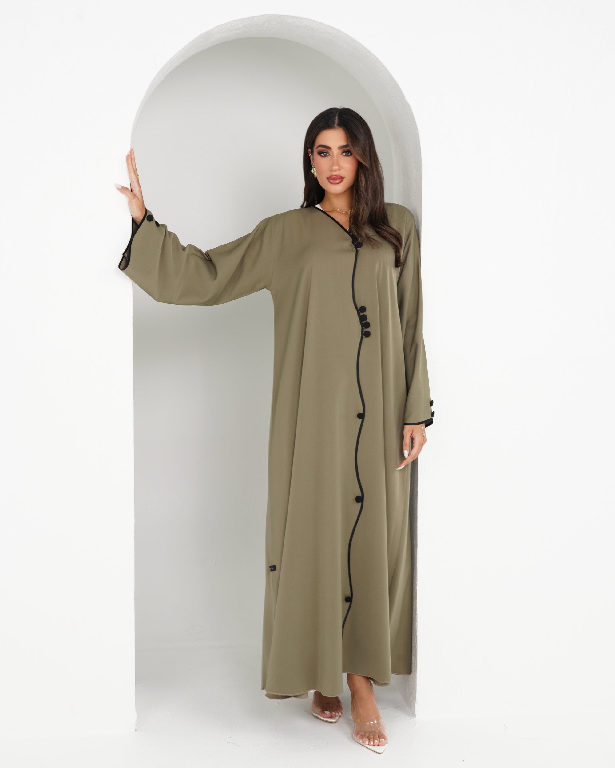 R157  Travel wear Olive  Abaya Set