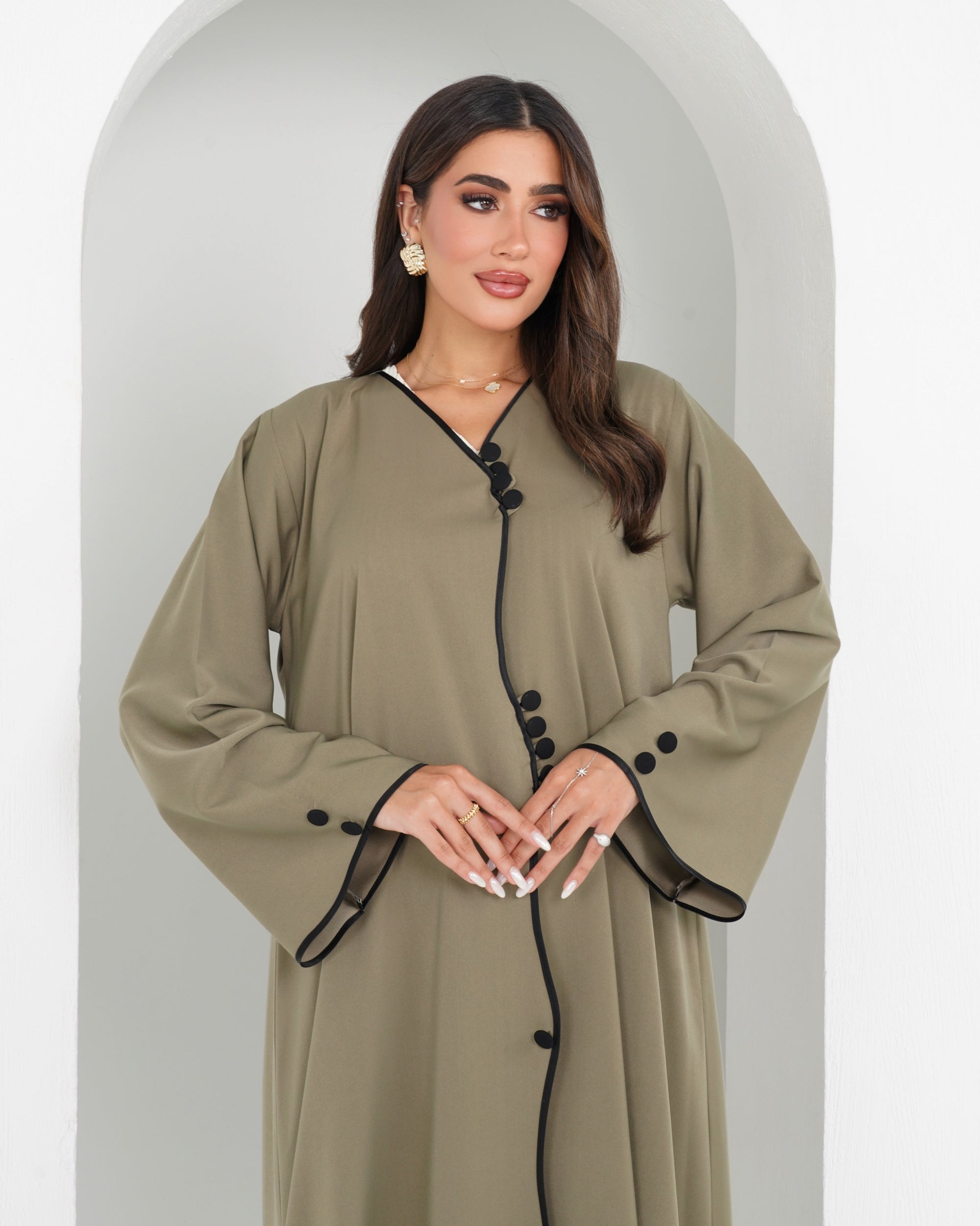 R157  Travel wear Olive  Abaya Set
