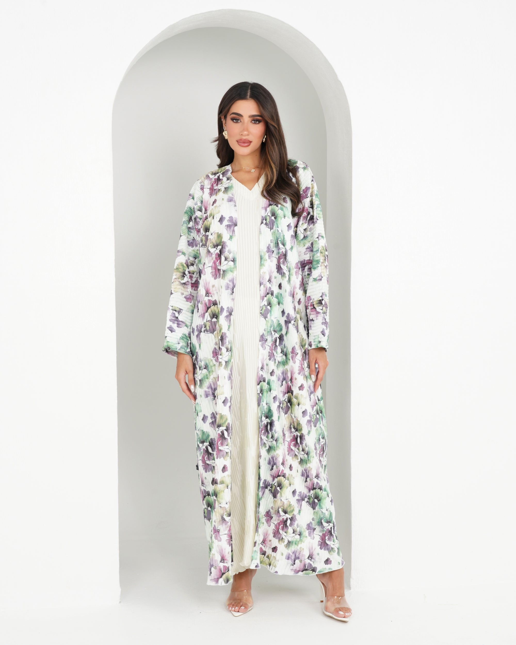 R145 printed travel wear  Abaya Set
