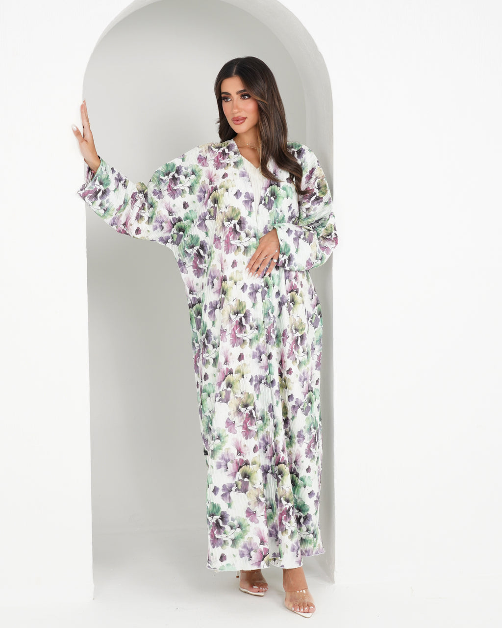 R145 printed travel wear  Abaya Set