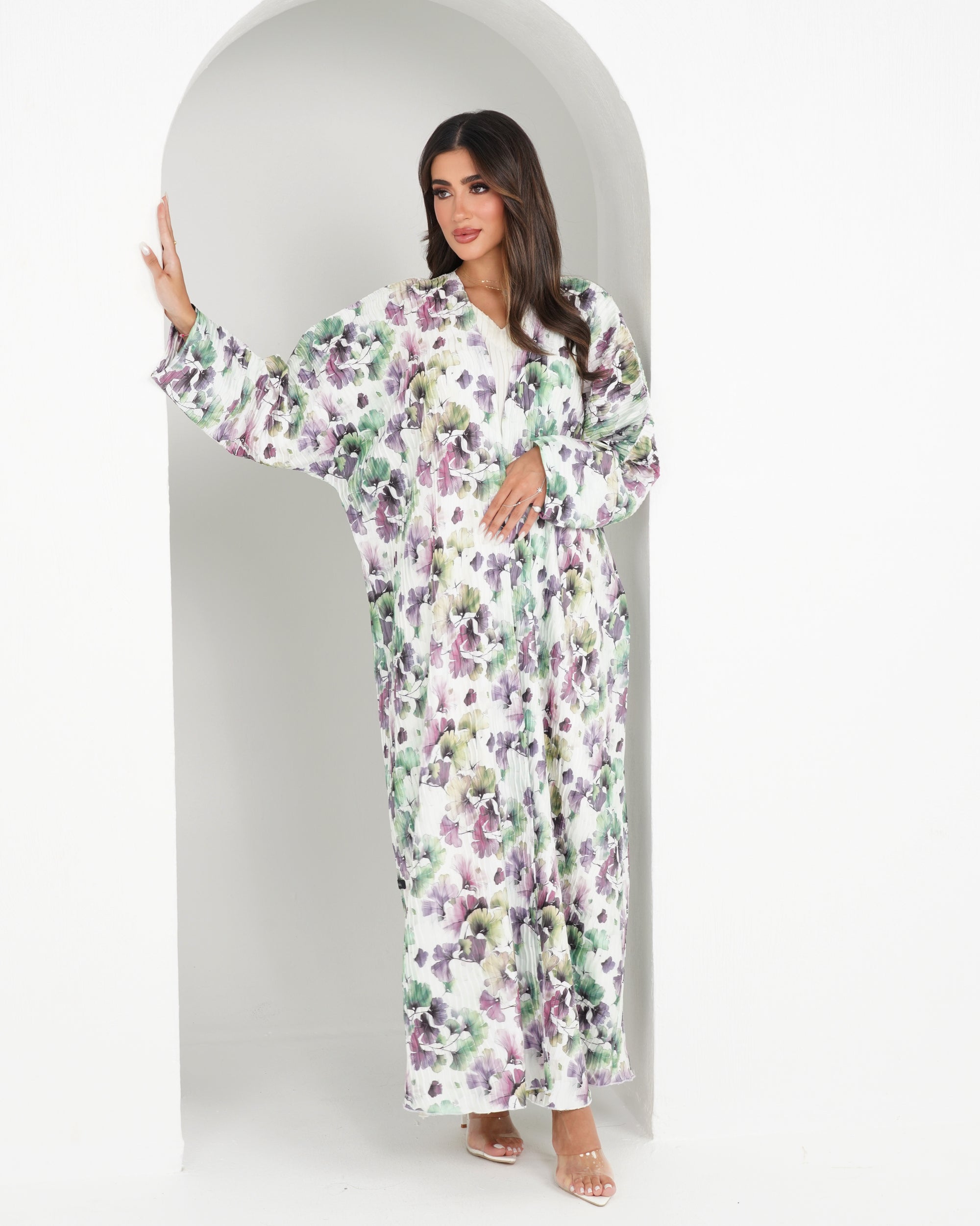 R145 printed travel wear  Abaya Set
