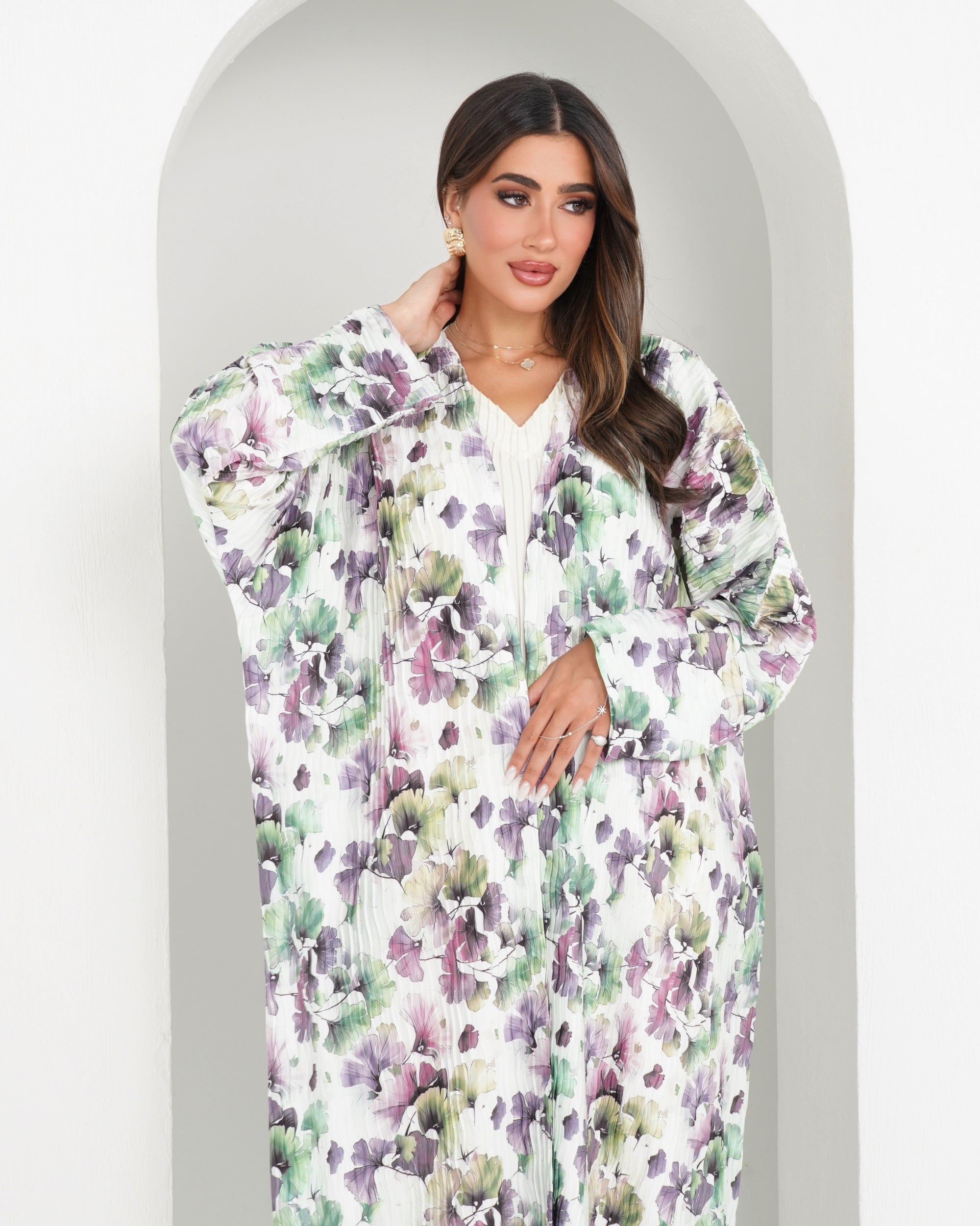 R145 printed travel wear  Abaya Set