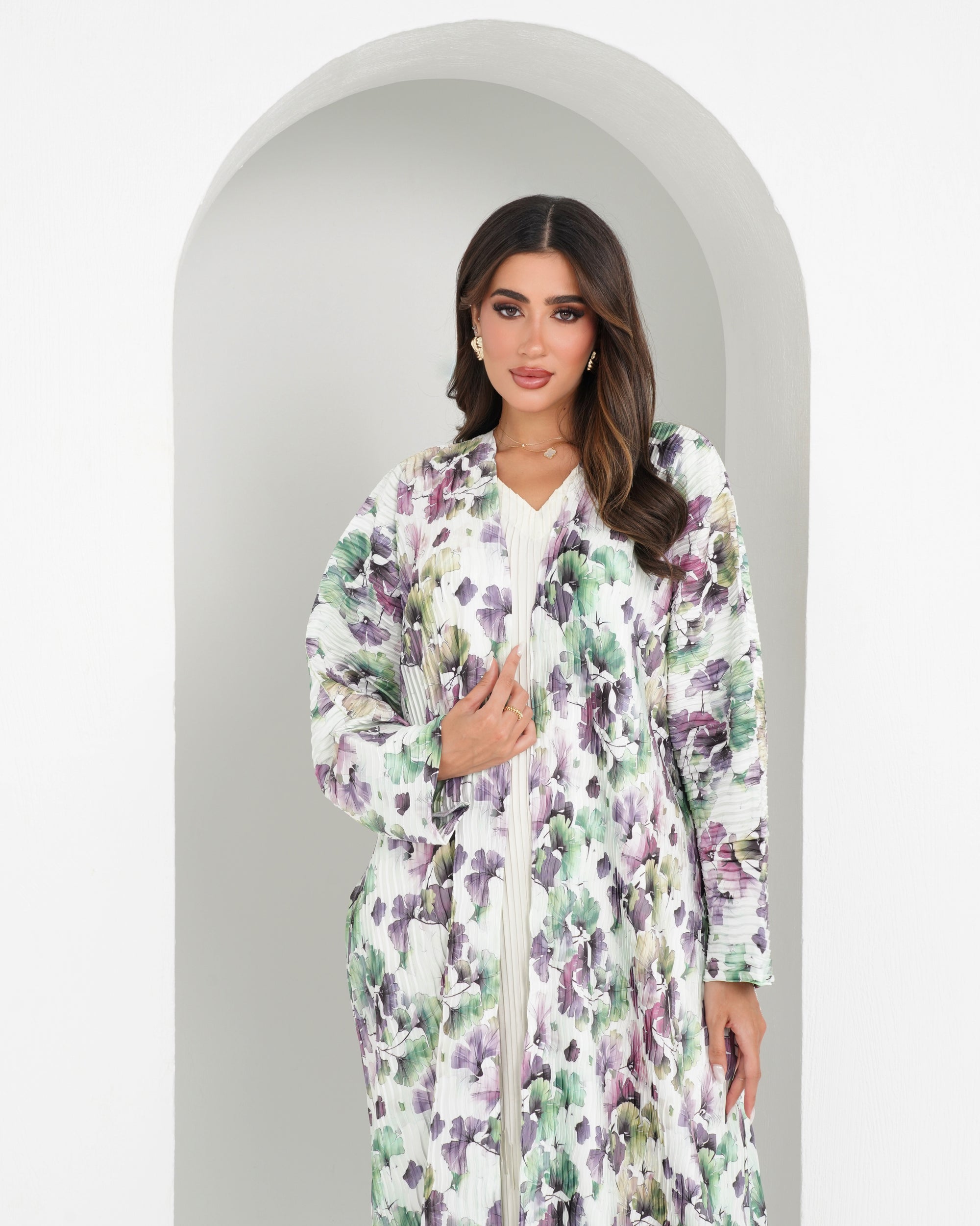 R145 printed travel wear  Abaya Set