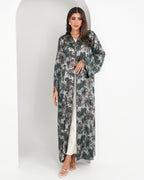 R159 Travel Wear  C green printed  Abaya Set