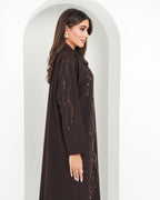 R142 Dark  Brown Abaya Set