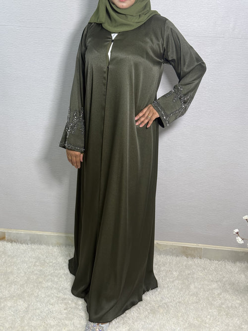 R011 Olive Abaya Set