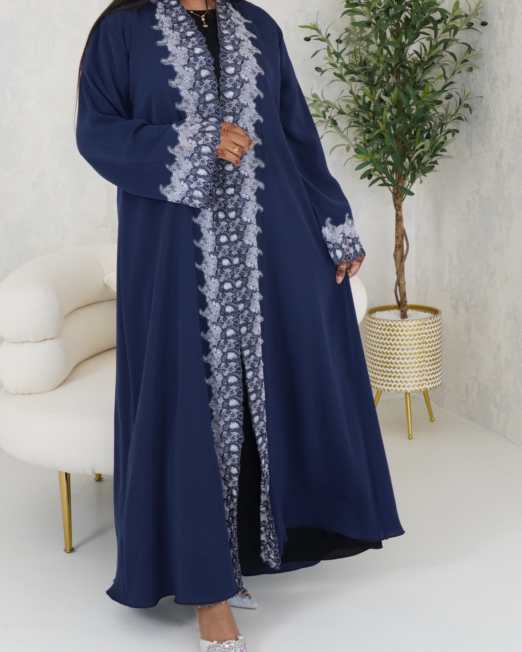 R109 Blue Abaya Set