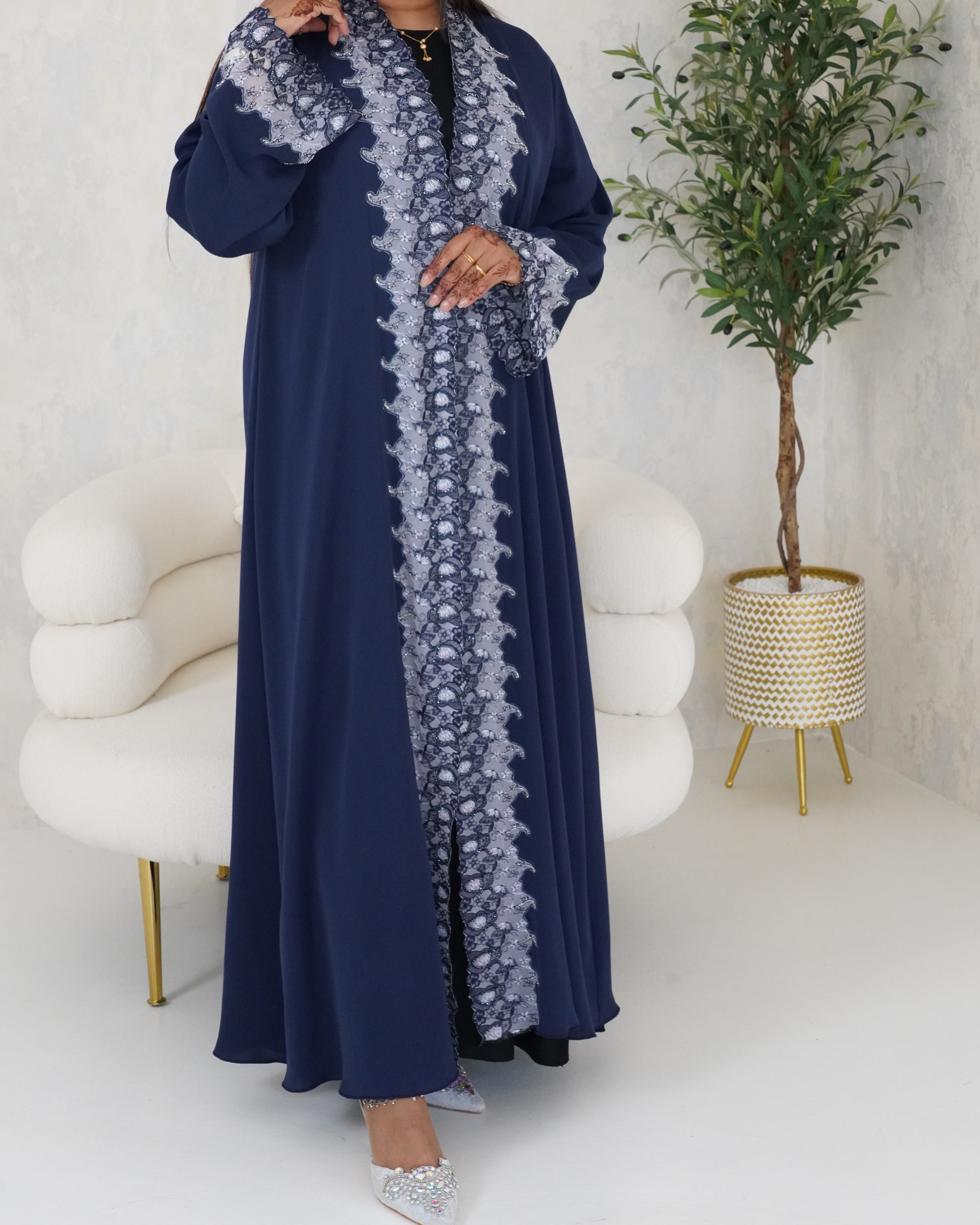 R109 Blue Abaya Set