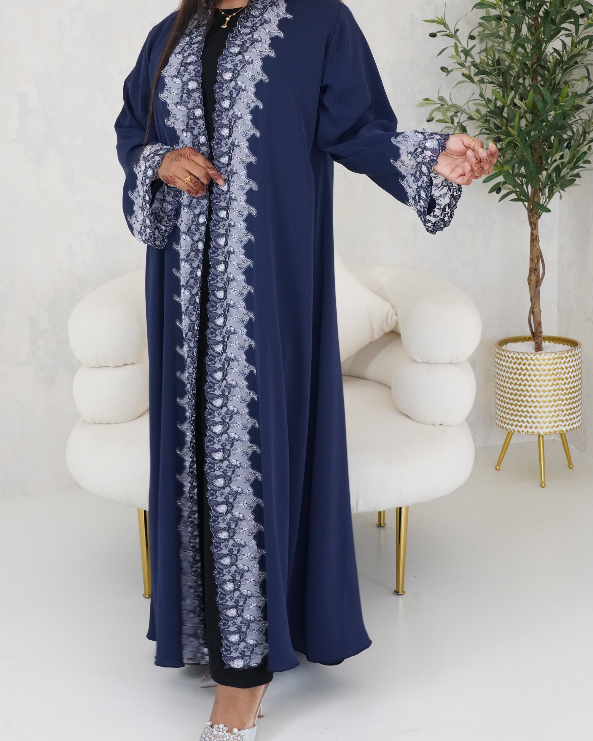 R109 Blue Abaya Set