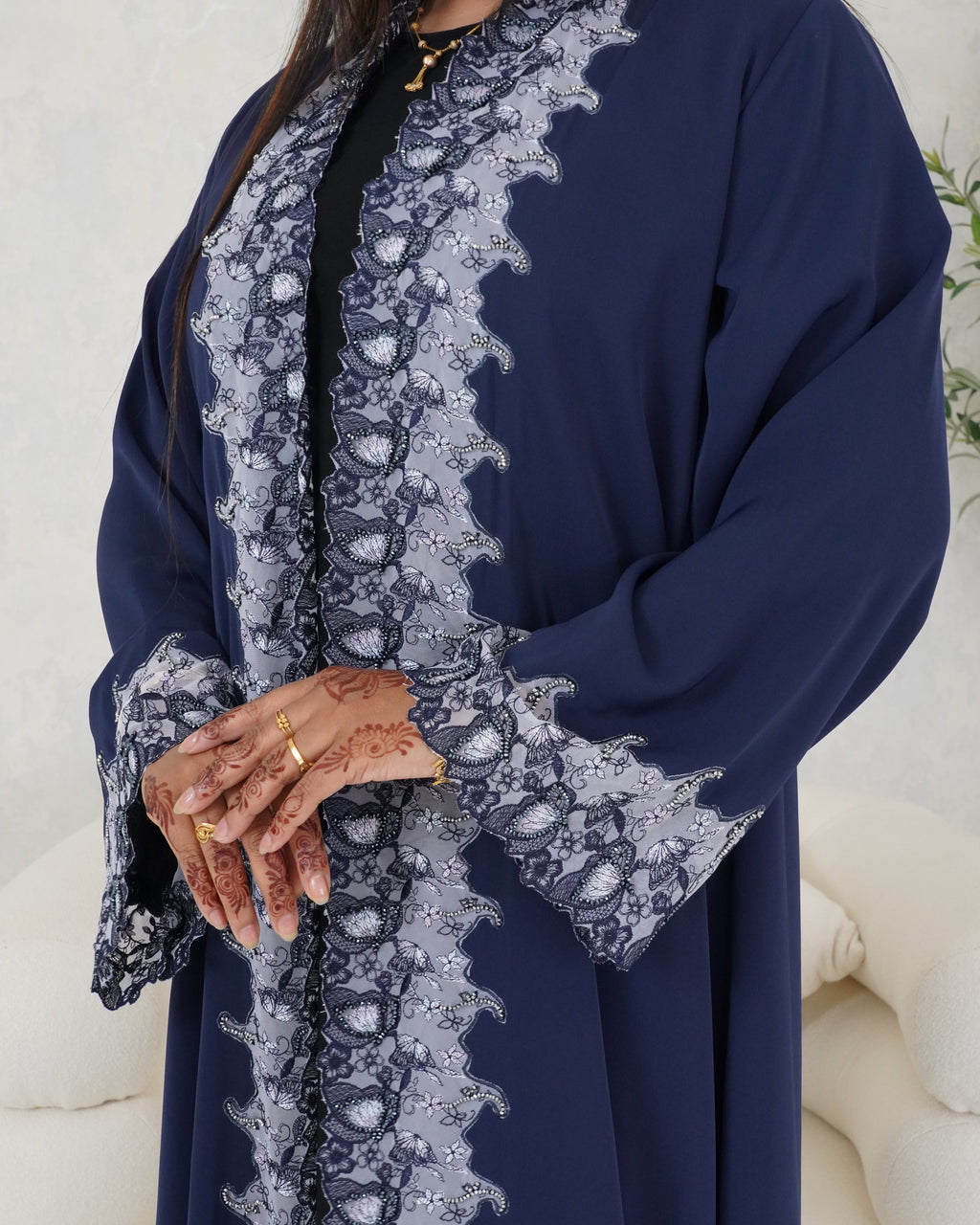 R109 Blue Abaya Set