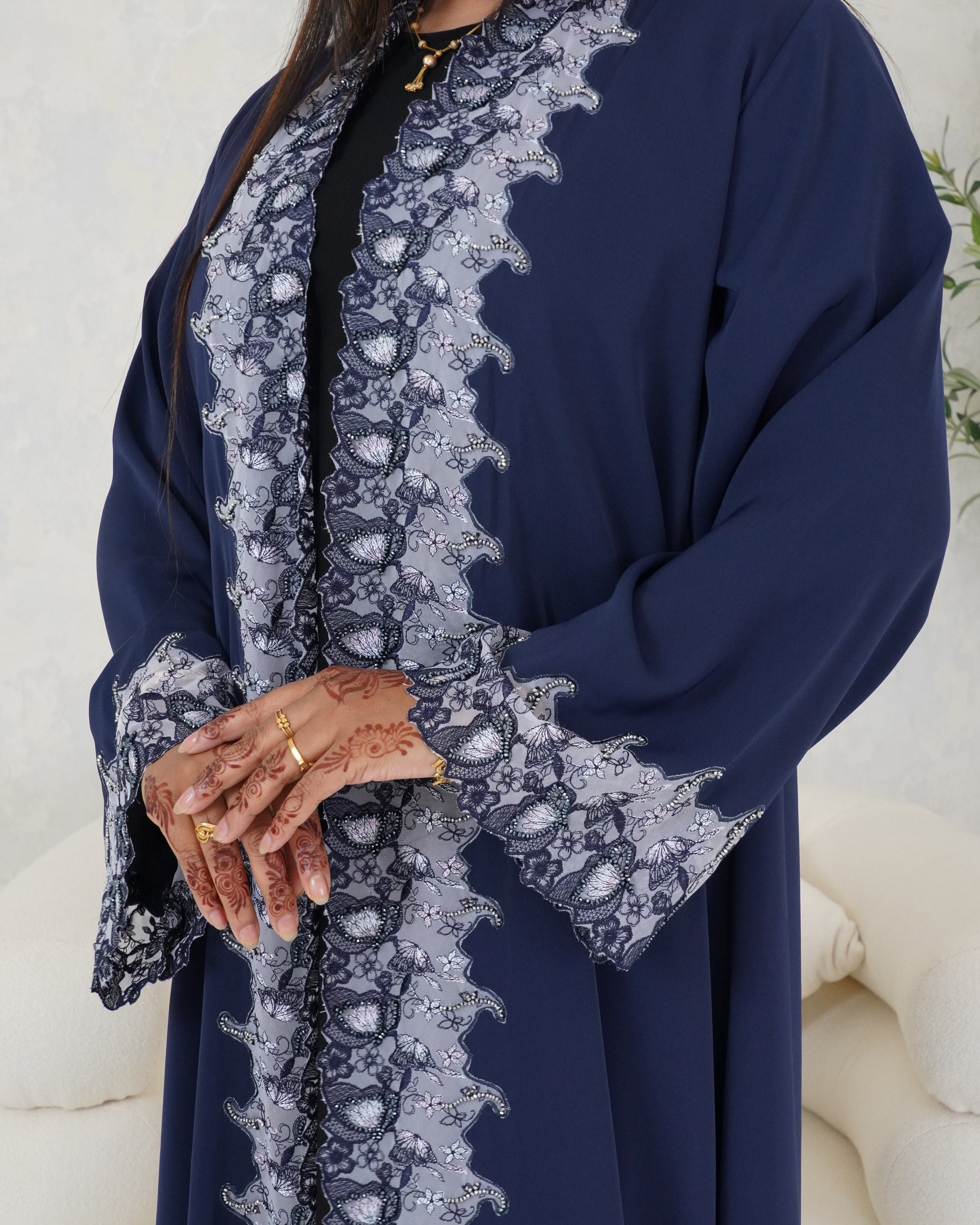 R109 Blue Abaya Set