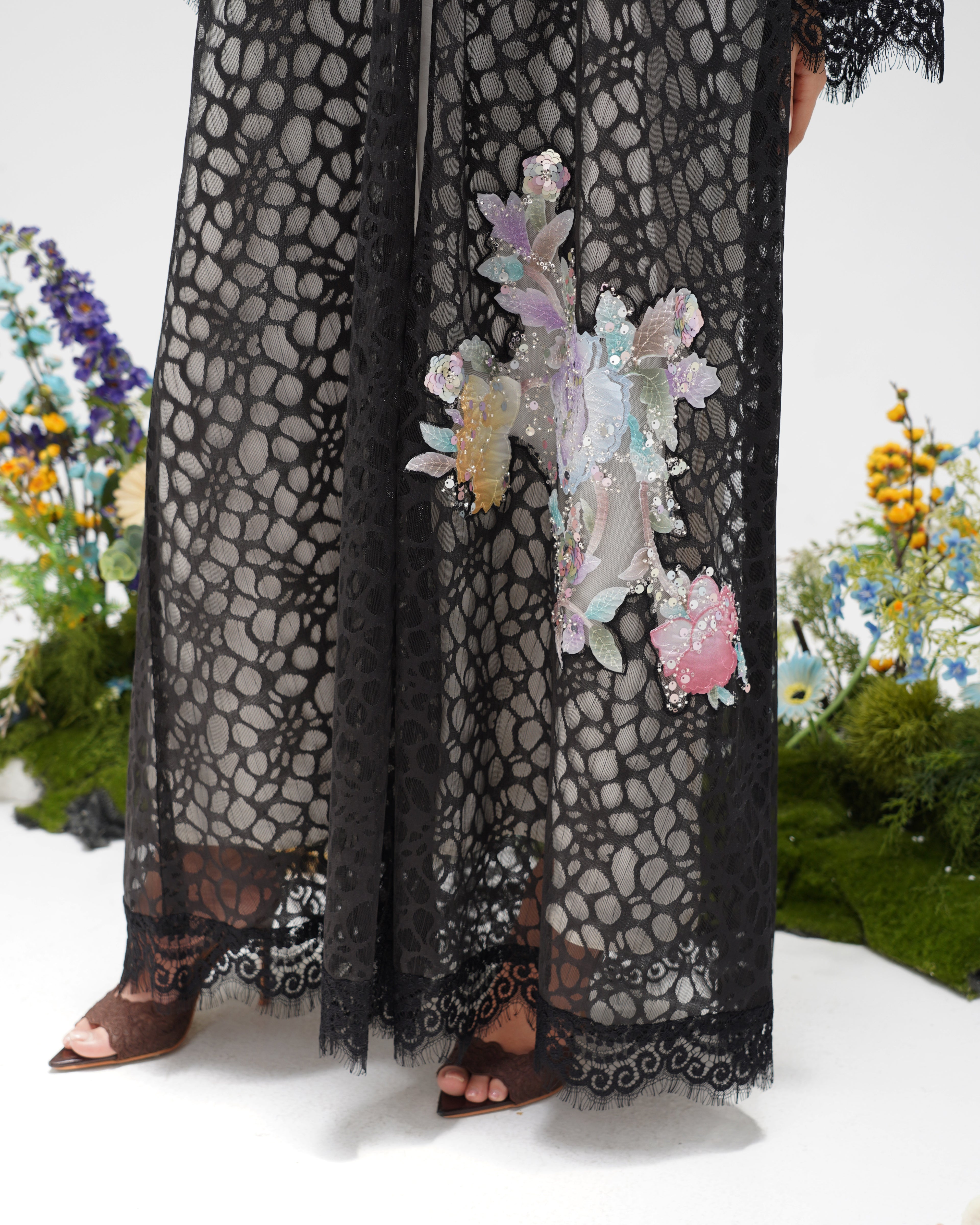 R303 Beautiful Flower Model color Abaya