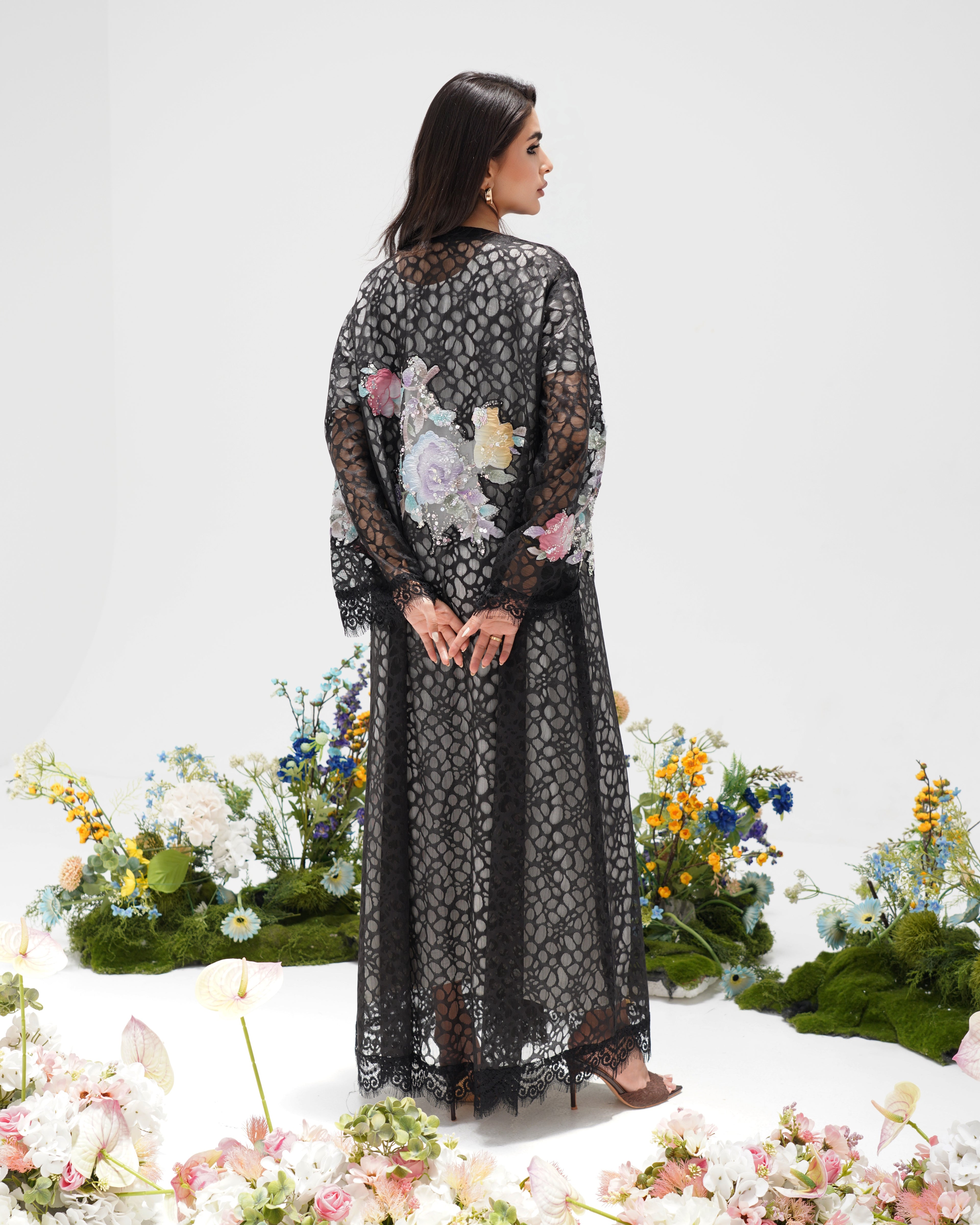 R303 Beautiful Flower Model color Abaya