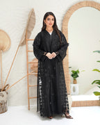 R301 Dela Turkey Organza Designer party Black Abaya