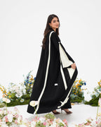 R297 Stylish cutting Model black and beige Abaya