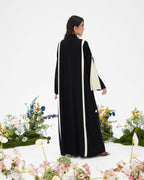 R297 Stylish cutting Model black and beige Abaya