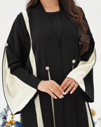 R297 Stylish cutting Model black and beige Abaya