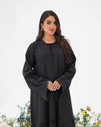 R295 Leaf Embroidery Black classic Abaya