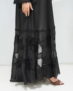 R320 New Fashionable Designer Shining Organza Black Abaya