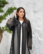 R311 Beautiful Flower Dantel Abaya with stone work