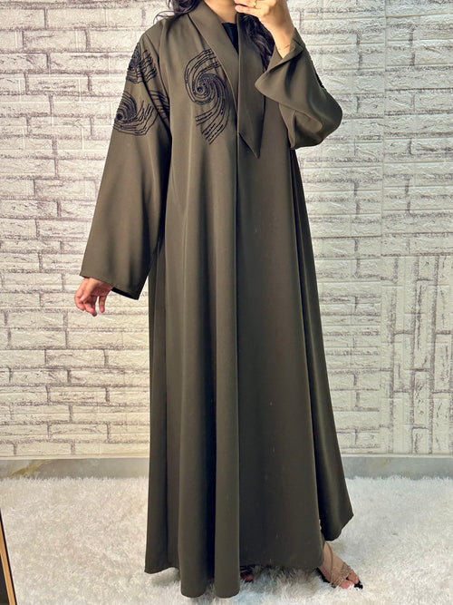 R018 Olive  Abaya Set